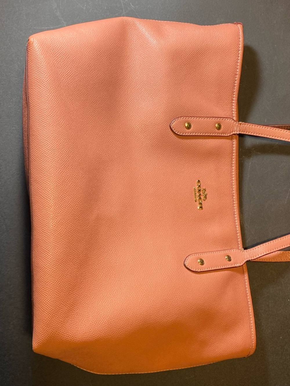 Coach Coral Pebbled Leather Tote with Gold Hardware